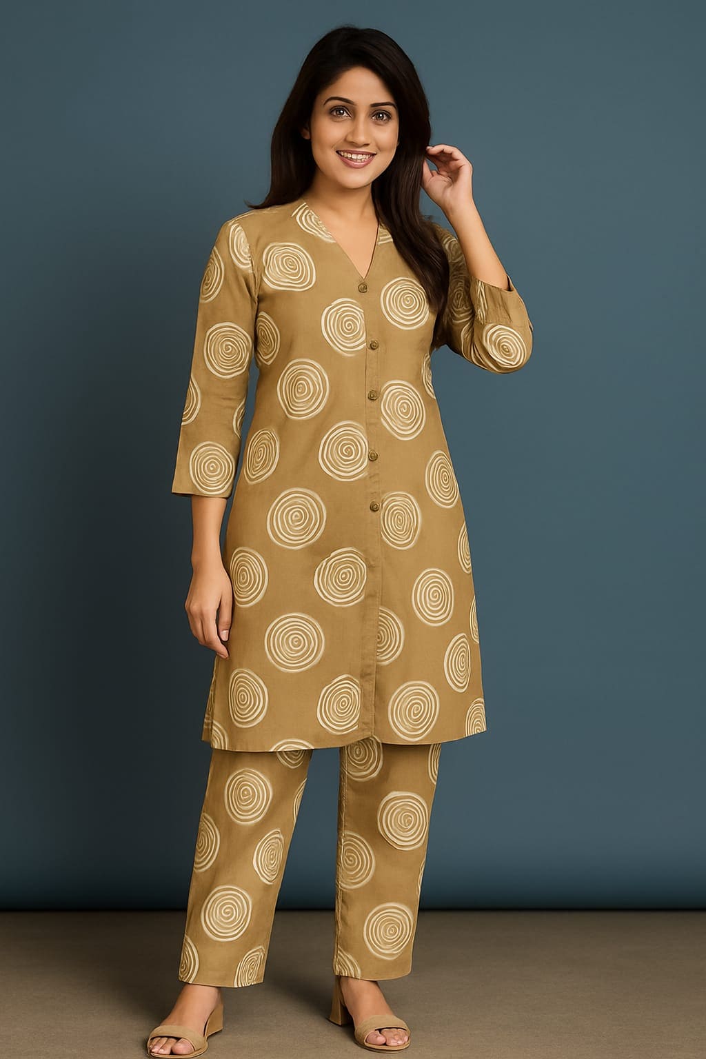 D.Gokuldas NX - Beige Printed Kurti